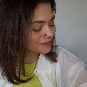 Ruby Flower Nose Pin